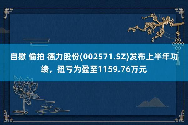 自慰 偷拍 德力股份(002571.SZ)发布上半年功绩，扭亏为盈至1159.76万元