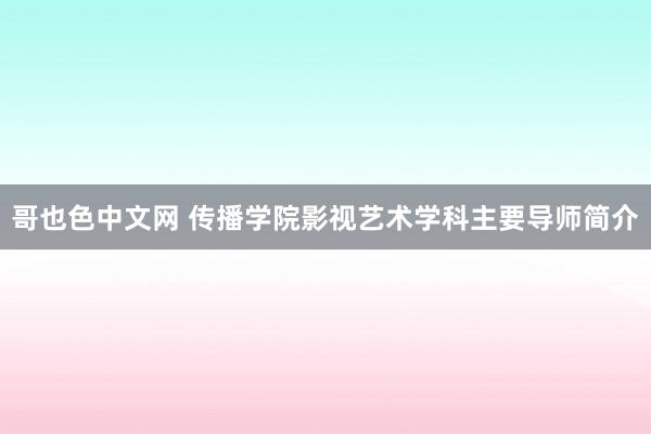 哥也色中文网 传播学院影视艺术学科主要导师简介