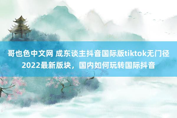 哥也色中文网 成东谈主抖音国际版tiktok无门径2022最新版块，国内如何玩转国际抖音