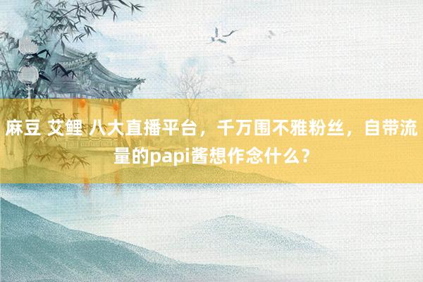 麻豆 艾鲤 八大直播平台，千万围不雅粉丝，自带流量的papi酱想作念什么？