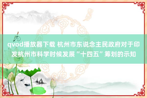 qvod播放器下载 杭州市东说念主民政府对于印发杭州市科学时候发展“十四五”筹划的示知